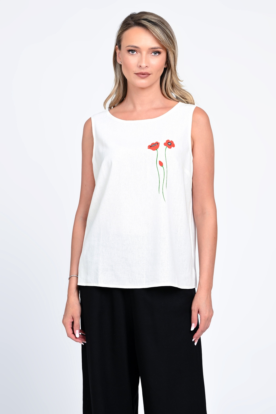 Bluza Dama, Eranthe, Garden Flowers V339, cu Pictura Realizata Manual - 2 | YEO